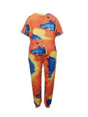  Tie Dye V Neck Jumpsuit with Pockets