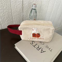 Embroidery Flower Rabbit Cosmetic Bag Stationery Coin Pencil Storage