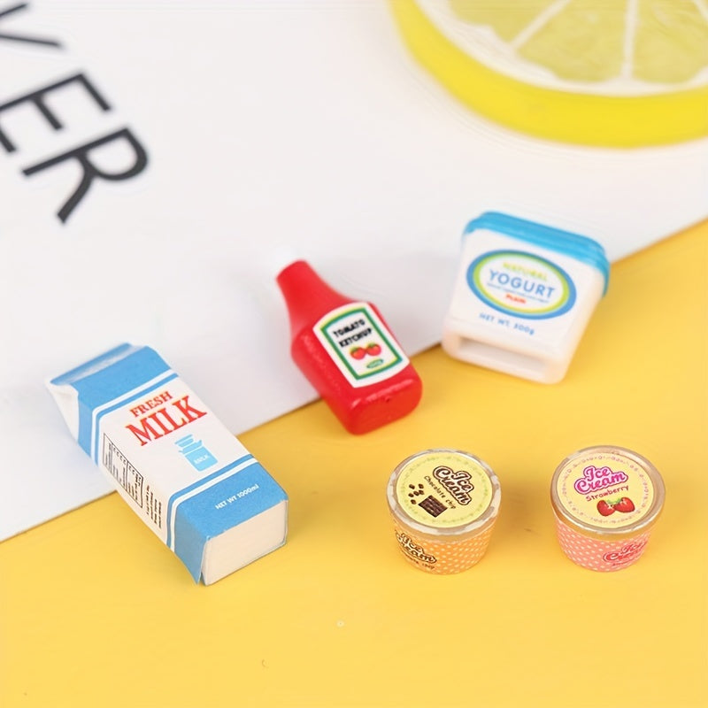 Dollhouse Food Set Tomato Sauce & Iced Yogurt Paper Toy Model