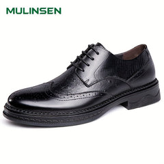 Men's Leather Brogue Oxford Shoes Lace up Formal Dress Shoes