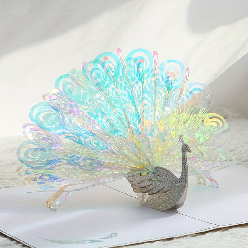 3D Peacock Greeting Card Thanksgiving Birthday Christmas with Envelope