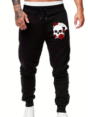 Skull Holding Flowers In His Mouth Men s Sports Pants