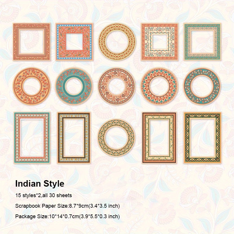 30 Pcs Assorted Retro Embellishments Scrapbooking Paper Pack
