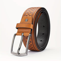 Alloy Pin Buckle PU Striped Belt for Men