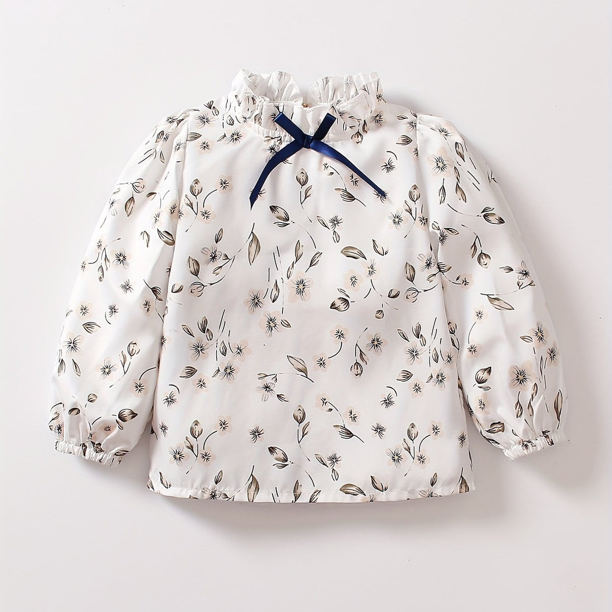 Girls Ruffle Collar Flowers Print Shirt Tops for 1-8 Years