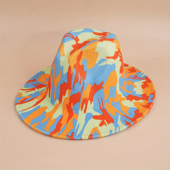 Cartoon Graffiti Print Fedora Cap Western Windproof Cowboy Hat