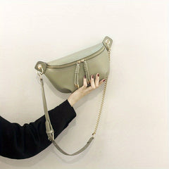 Chain Crossbody Bag Double Zipper Waist Bag