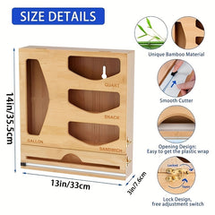 2 in 1 Plastic Wrap Dispenser with Cutter for Ziplock Bags and Foil