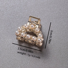 6pcs Mini Alloy Hair Claw Faux Pearl Hair Claw Hollow Nonslip Shark Claw