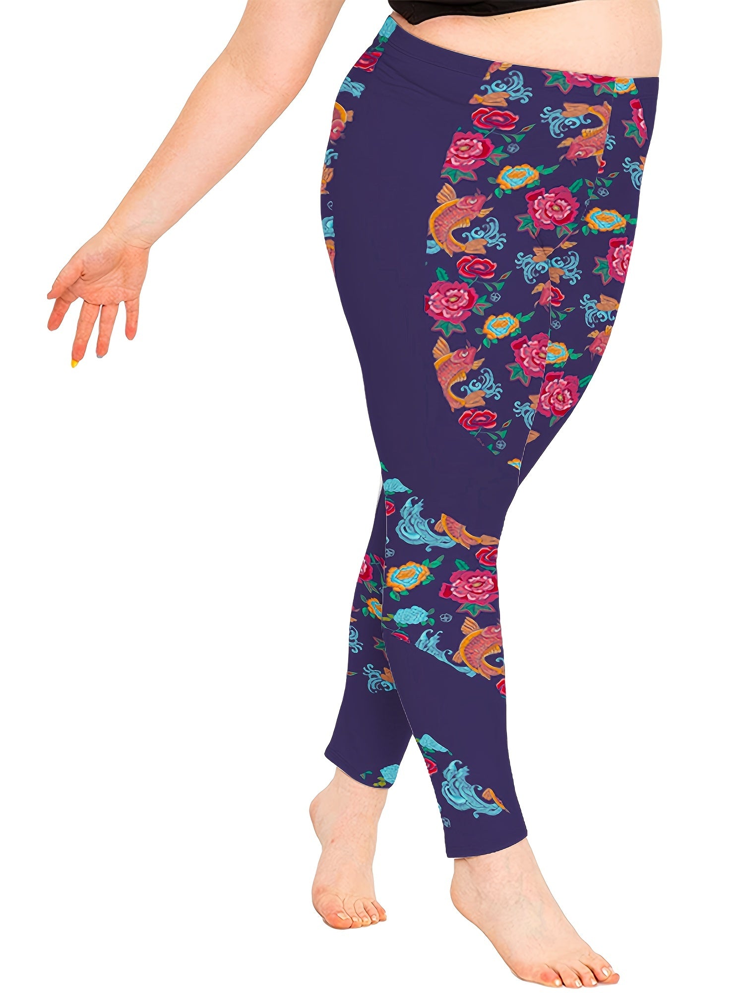  Fish Print High Waisted Yoga Leggings