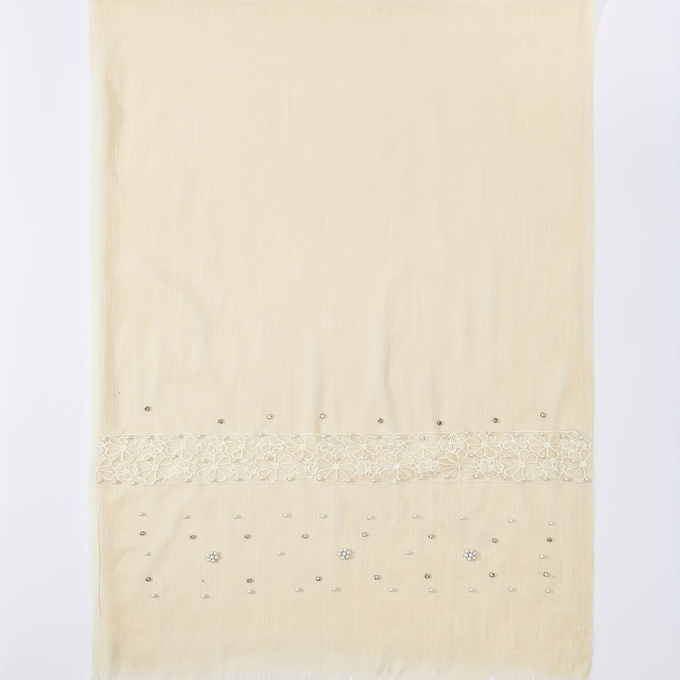 Fringed Lace Pearl Soft Shawl Sunscreen Wrap Casual Travel Scarf