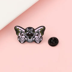 Men's Moth Skull Novelty Brooch