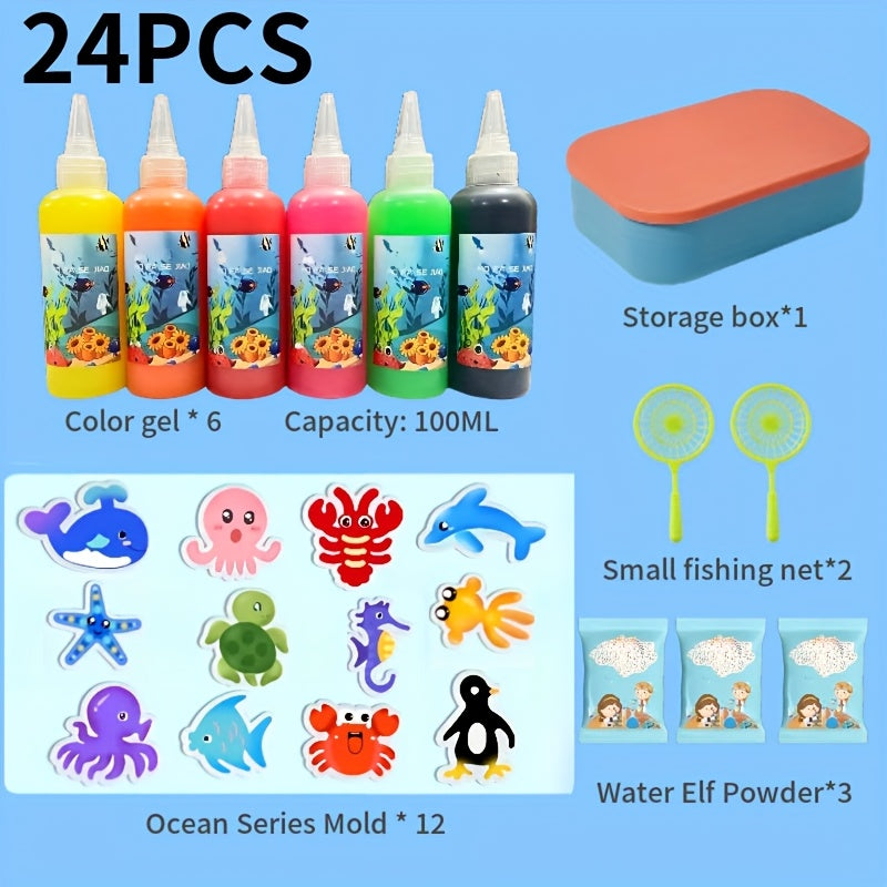 Magic Gelwater Kit with 6 Gel Colors & 12 Ocean Creatures Molds