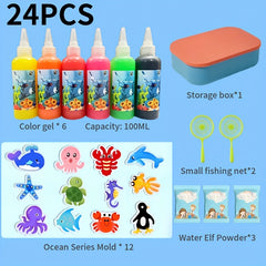 Magic Gelwater Kit with 6 Gel Colors & 12 Ocean Creatures Molds