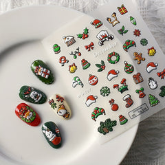 5D Christmas Nail Art Stickers Snowflake Snowman - Self Adhesive Nail Decals