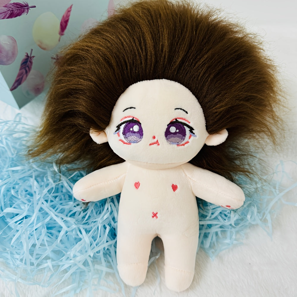 Fluffy Hair Doll with Interchangeable Outfits Plush Toy in Mixed Colors