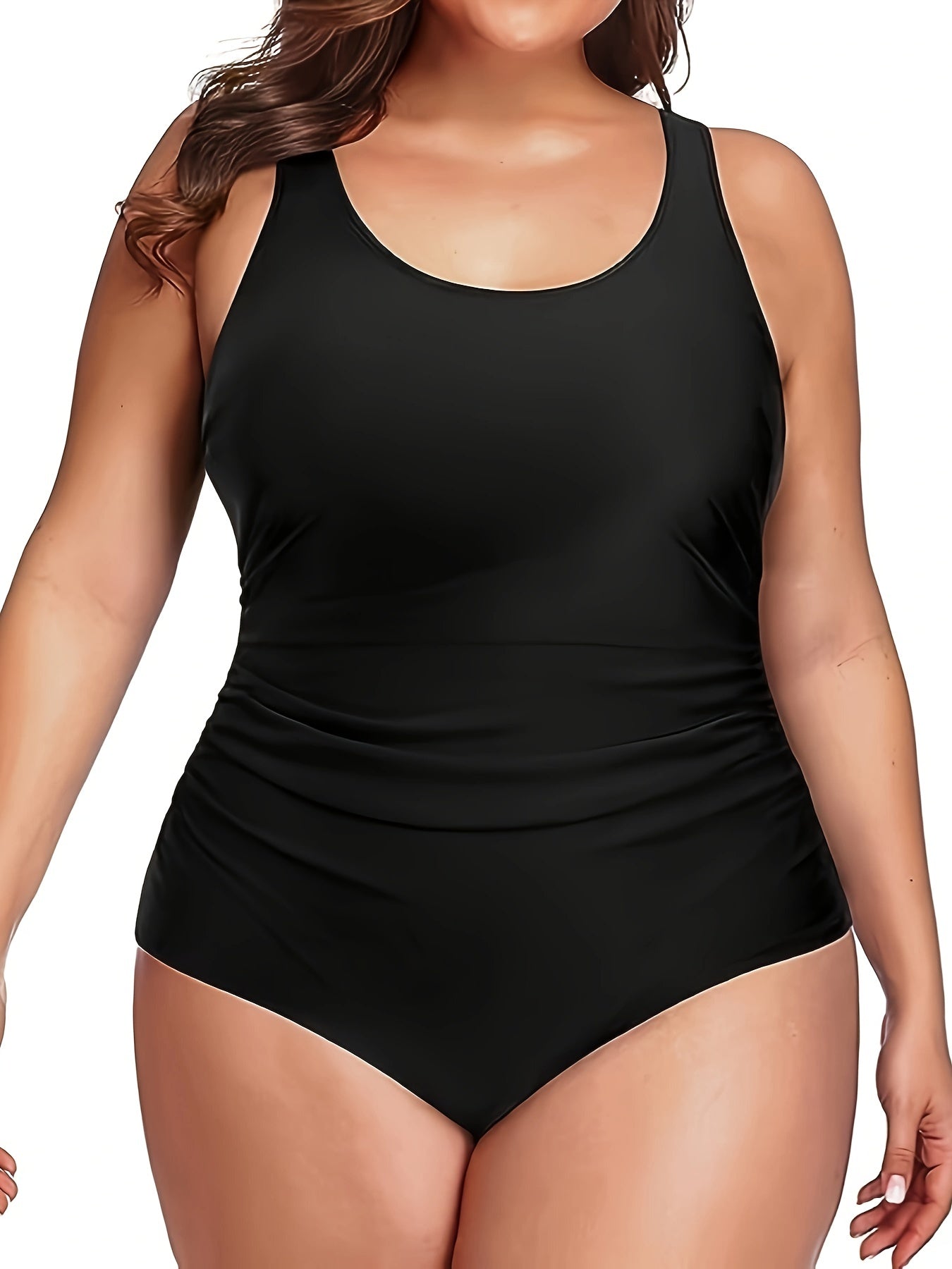  Swimsuit Women's Plus Solid Tummy Control One Piece Bathing Suit