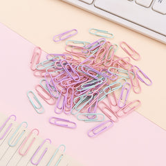 200pcs Boxed Macaron Paper Clip 28mm Office Data Clip Anti Rust Paper Clamp