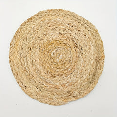 2pcs Rattan Placemats Round Hand-woven Corn Leather Placemat Heat Insulation Pad