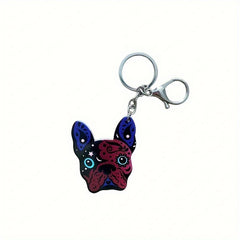 Bulldog Pattern Dog Keychain Bag Pendant Key Ring Ornament