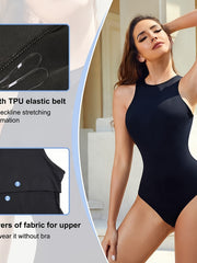 Women Sexy Racer Back Sleeveless Yoga Bodysuit Solid Seamless Tank Top Jumpsuit