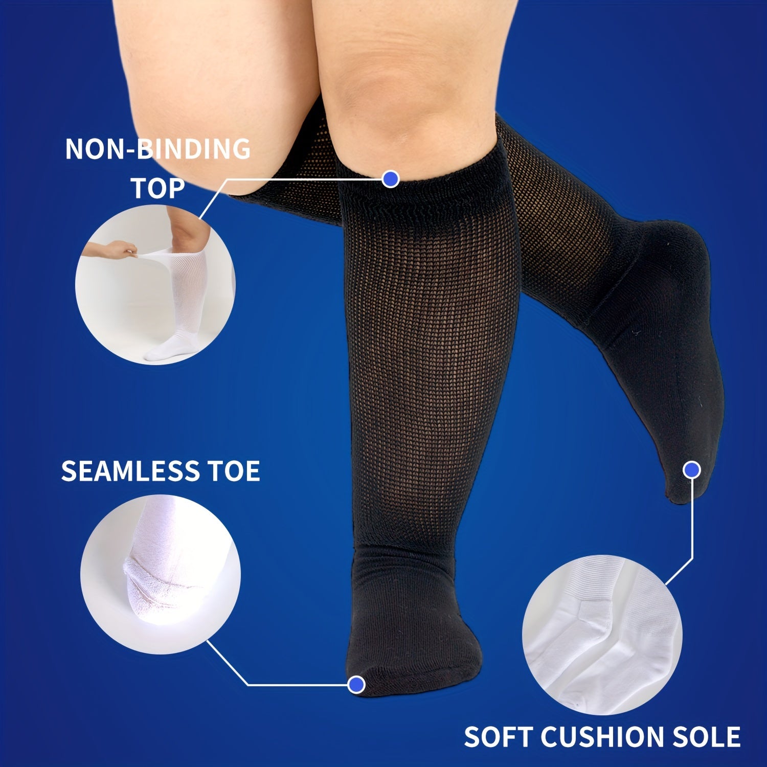 Bamboo Fibre Diabetic Calf Socks for Blood Circulation