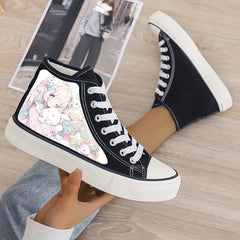 Anime Girl Print Plush Lined Thermal Chunky Canvas Sneakers
