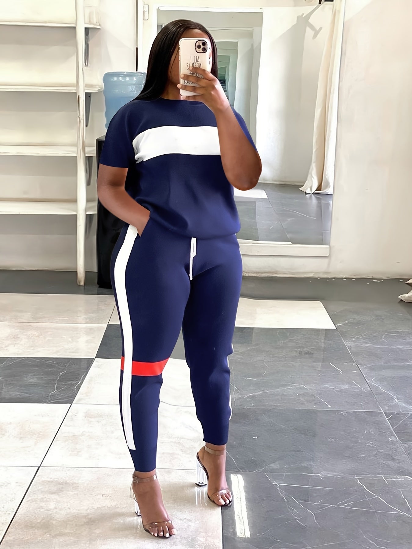 Casual Two-piece Set Loose Tops & Jogging Pants Women's Set