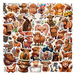 55pcs Cow Sticker for Stationery Cup Laptop Suitcases Refrigerator