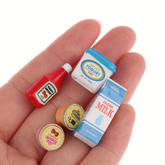 Dollhouse Food Set Tomato Sauce & Iced Yogurt Paper Toy Model