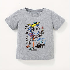 Boys Funny Mister Print T shirt Kids Short Sleeve Tee Top
