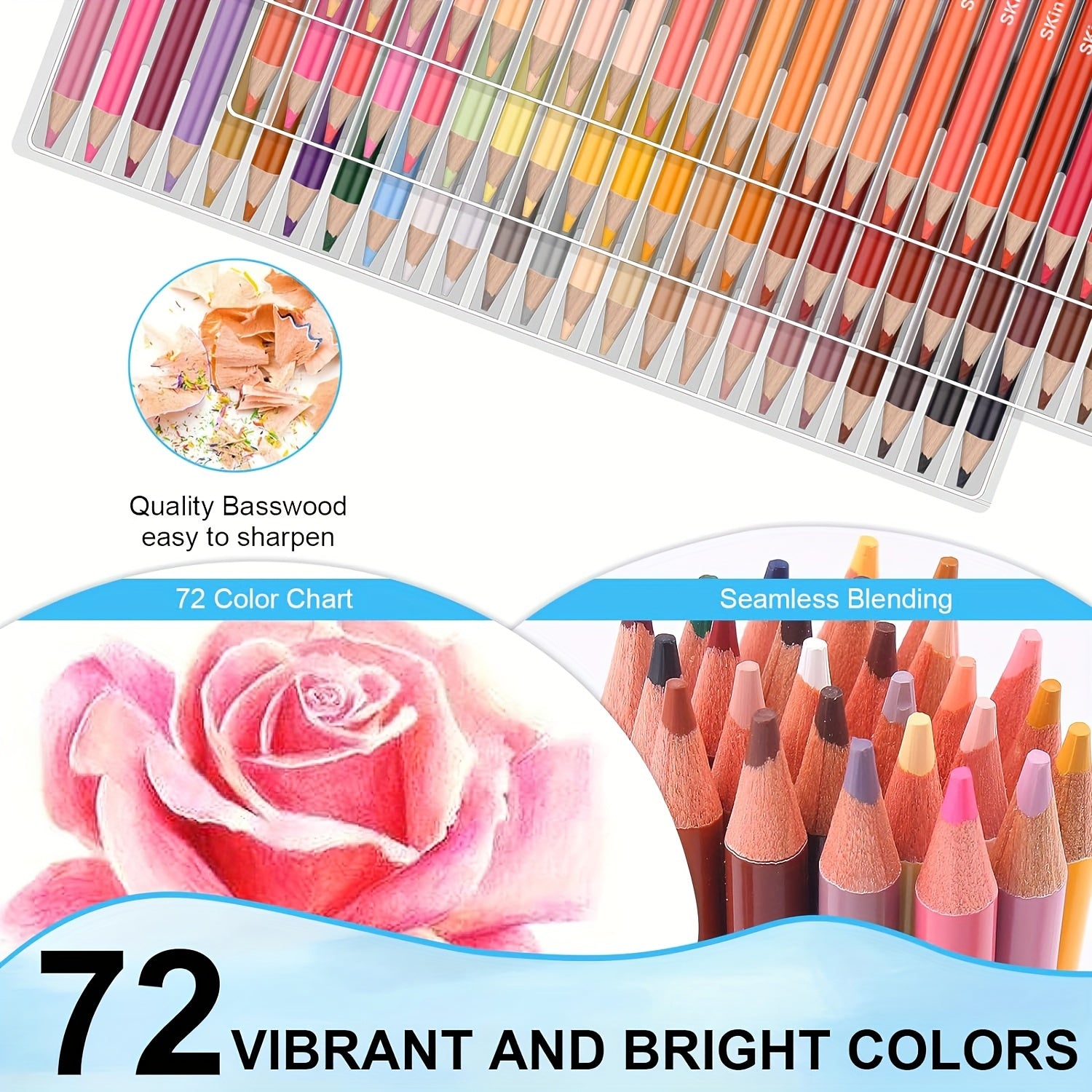 Skin Tone Colored Pencil Drawing Set 72 Colors