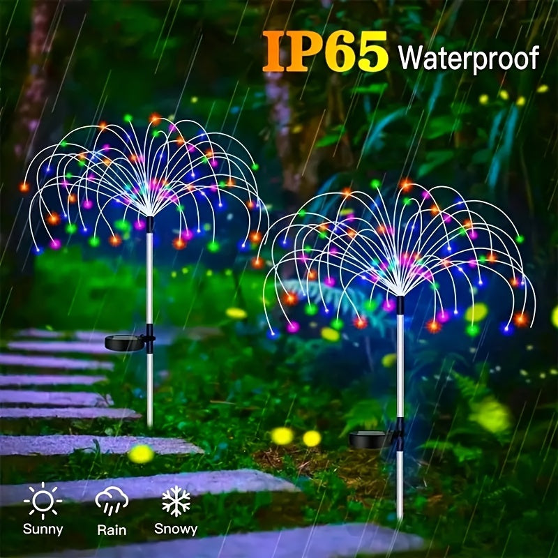 Solar Grass Fireworks Lights LED 8 Lighting Modes for Garden Lawn Landscape