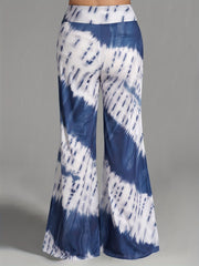 Women's Plus Tie Dye Tummy Control Flare Leg Pants