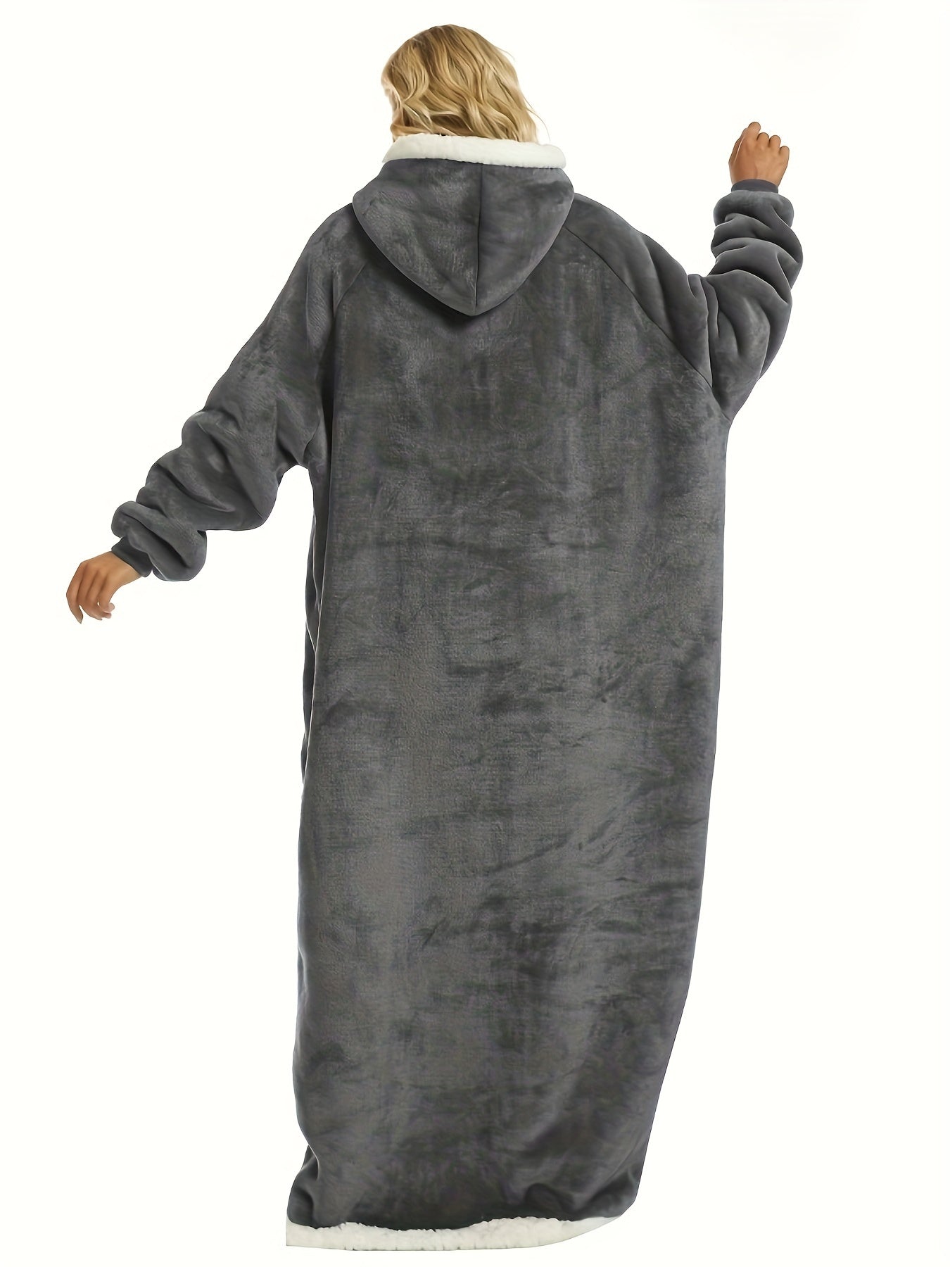  Hooded Flannel Loungewear Robe with Pockets