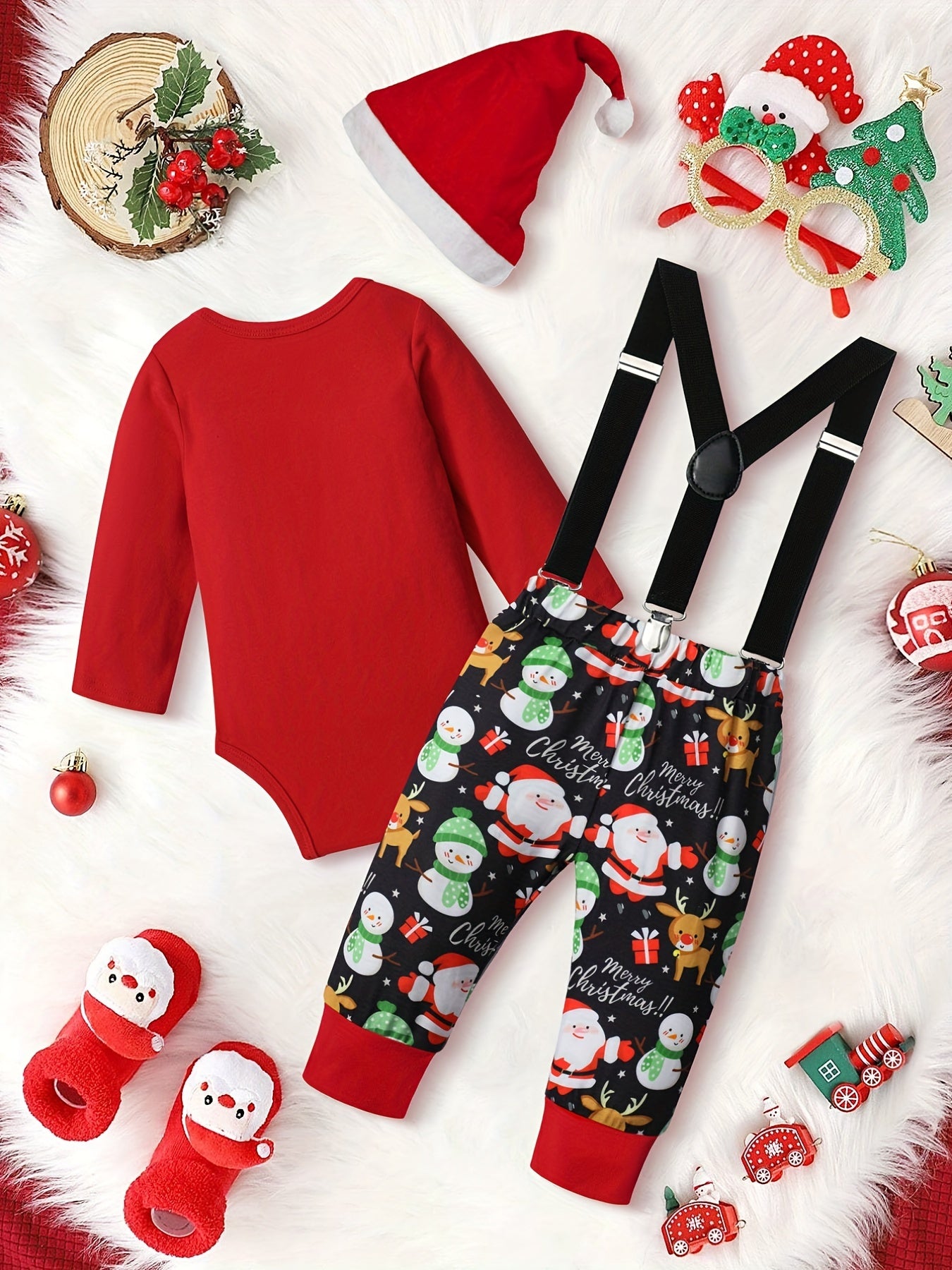 Christmas Baby Boy 3PCS Clothes Set Reindeer Pattern Outfits