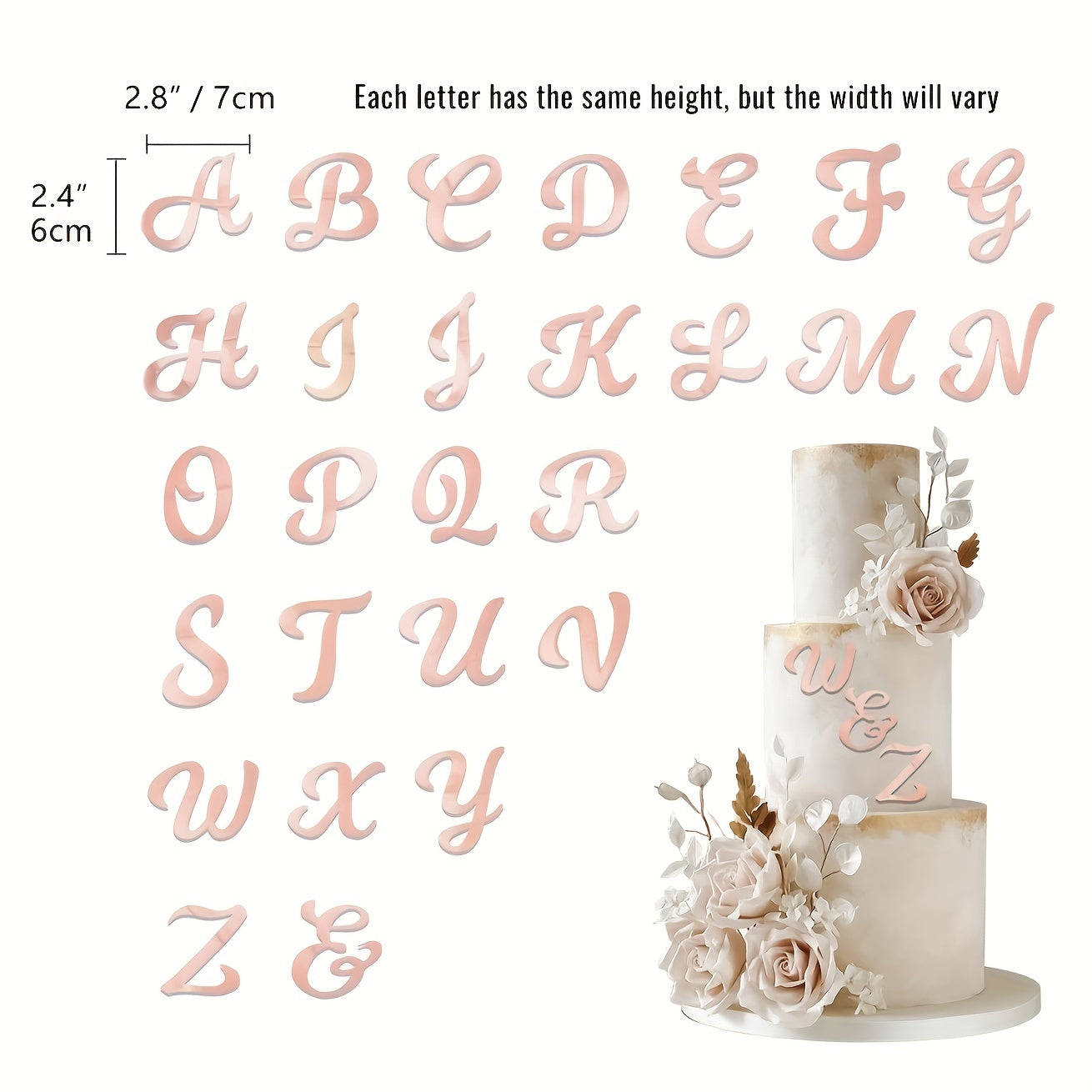 27pcs Solid Letter Cake Topper for Weddings Birthdays & Parties
