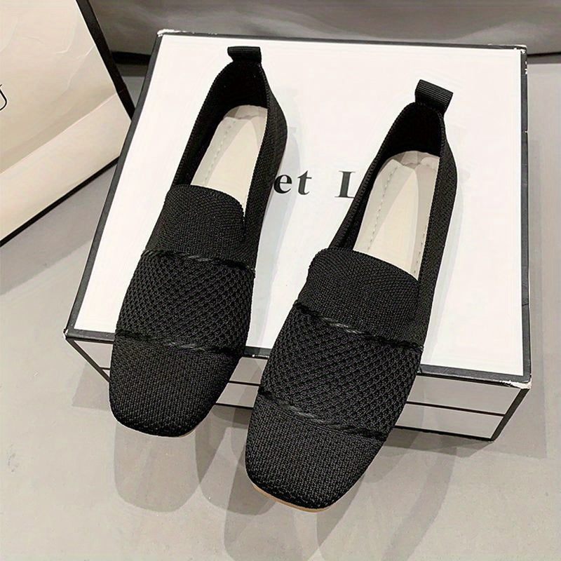 Women's Square Toe Loafers Breathable Flat Shoes Soft Sole Summer Walking Shoes