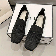 Women's Square Toe Loafers Breathable Flat Shoes Soft Sole Summer Walking Shoes