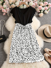 Leopard Print Ruffle Sleeve V Neck Dress