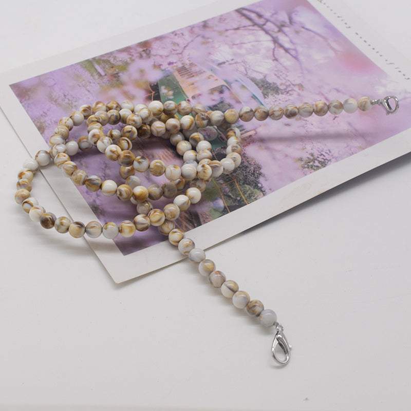 Boho Style Acrylic Bead Chain Bag Strap Silver Hardware