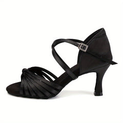 Stylish Latin Dance Shoes with Cross Straps & Medium Heel