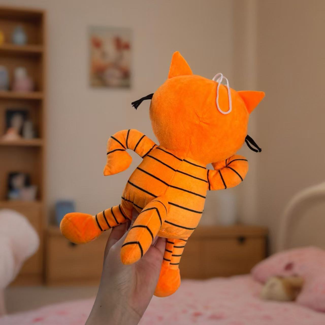 Cute Orange Cartoon Kitty Plush Toy Stuffed Animal with Stripes & Muzzle