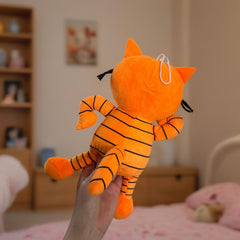 Cute Orange Cartoon Kitty Plush Toy Stuffed Animal with Stripes & Muzzle