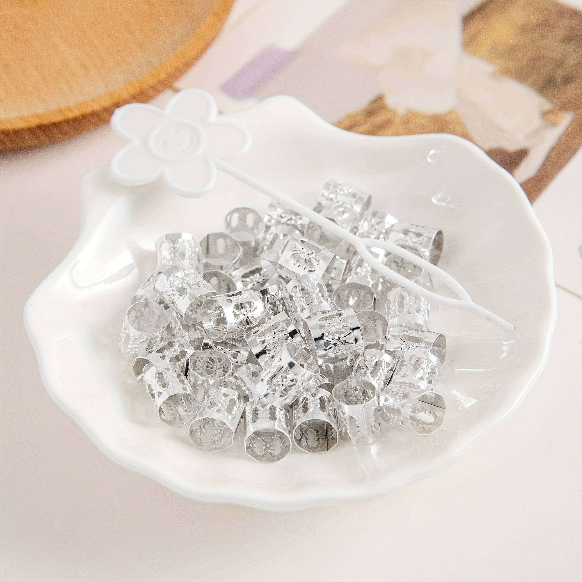 100pcs Metal Hair Cuff Rings for Dreadlock Braids Hair Jewelry