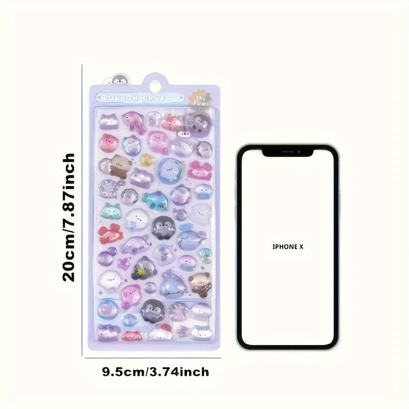 3D Relief Stickers Cartoon Animals Bread Resin Stickers
