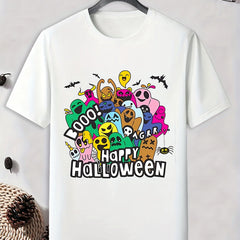 Men's Halloween Doodle Print T shirt Active Tee