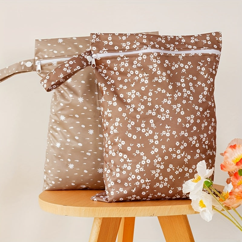 2pcs Reusable Diaper Bags Cactus & Sun Floral Designs Durable Polyester Pouches