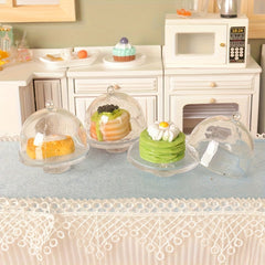 1pc Dollhouse Cake Tray & Cover 1/6 1/12 Scale Realistic Dessert Display Rack