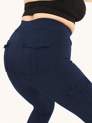  High Rise Skinny Fitness Leggings With Flap Pockets